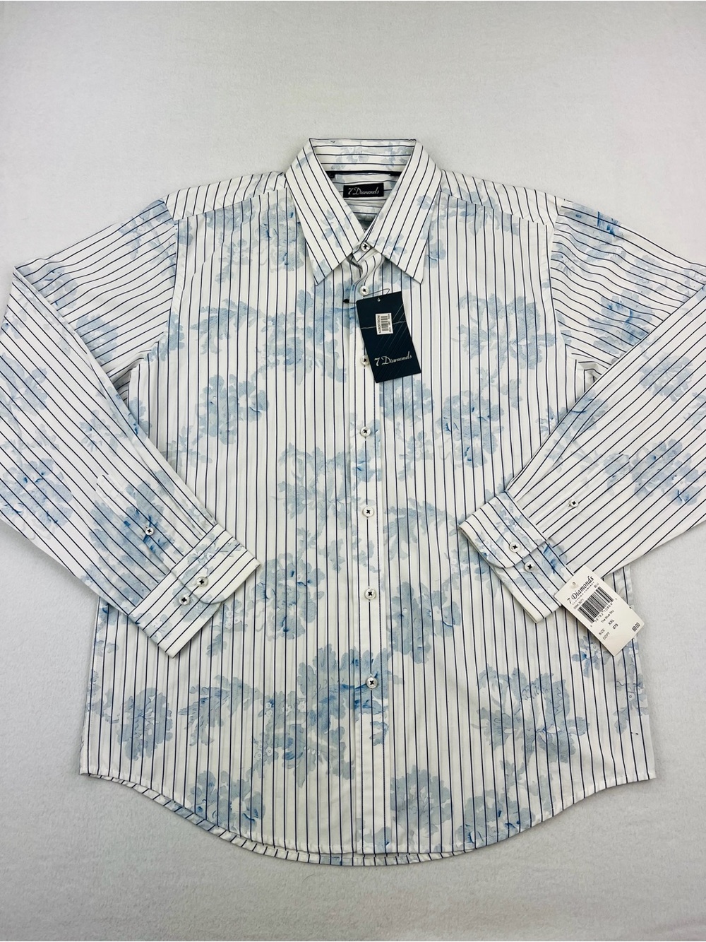 NWT 7 Diamonds Mens Long Sleeve Button Down Shirt Striped “The Blue Sky” Sz XXL